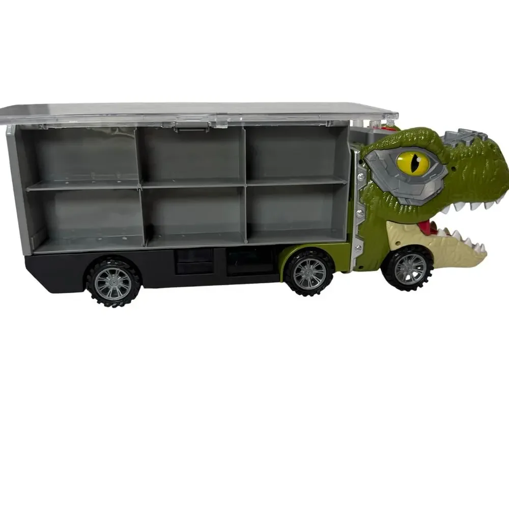 Dinosaur Car Carrier Truck Holds 12 Cars w/ Lights & 4 Sounds Toy Vehicle